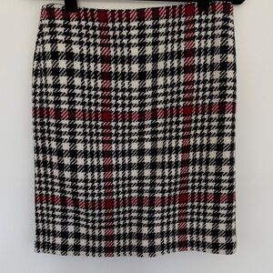 Talbots Wool Blend Skirt, Red, Black, and White - Size 6